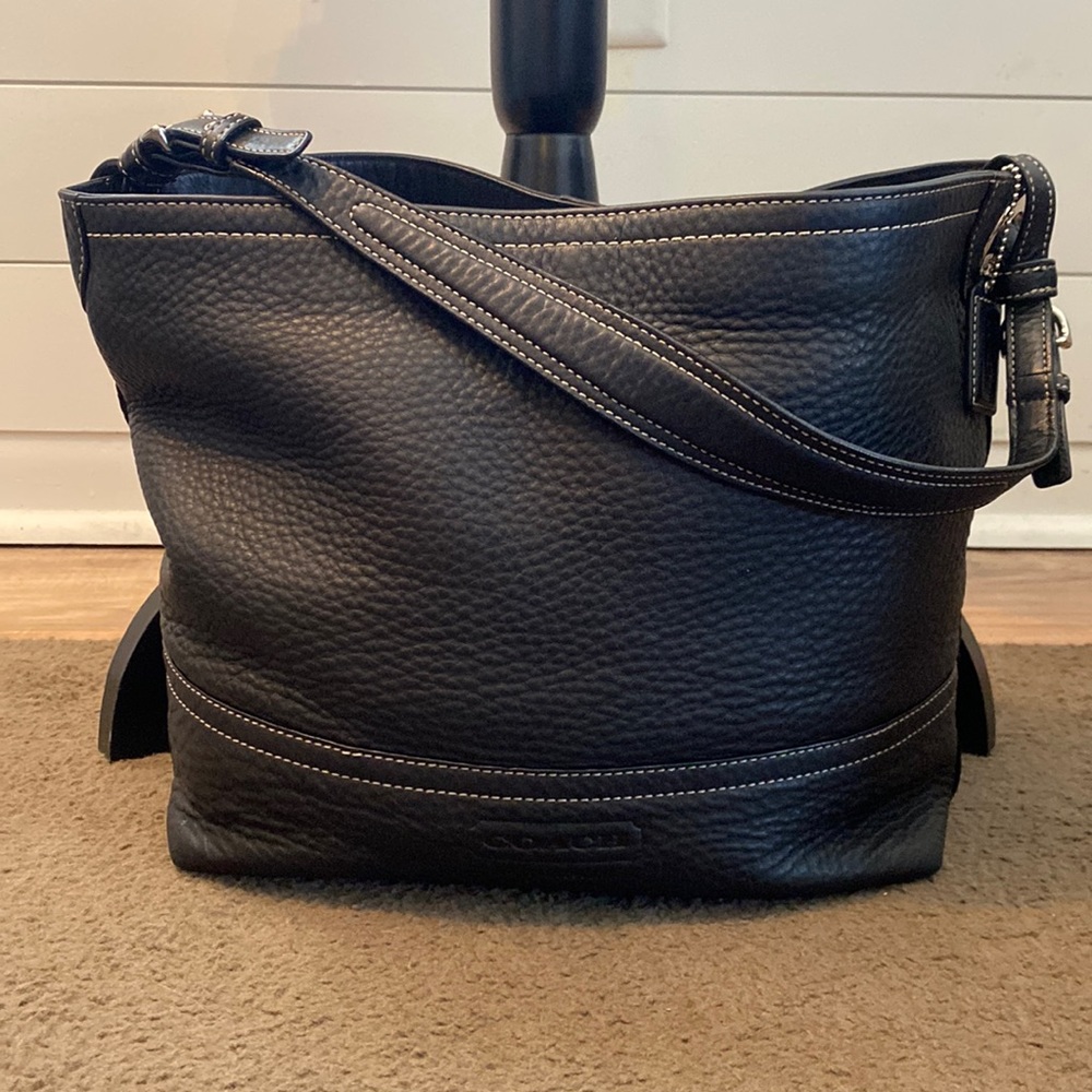 Coach Black Pebbled Leather Hobo Shoulder Bag